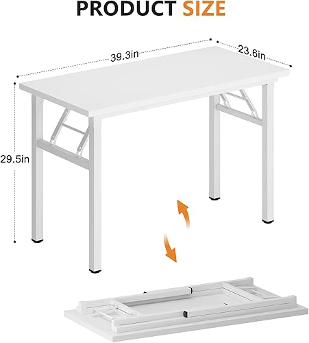 Miniatura 11 de DlandHome Escritorio plegable pequeño de 31.5 pulgadas, escritorio de computadora para oficina en casa, mesa plegable para espacios pequeños, no