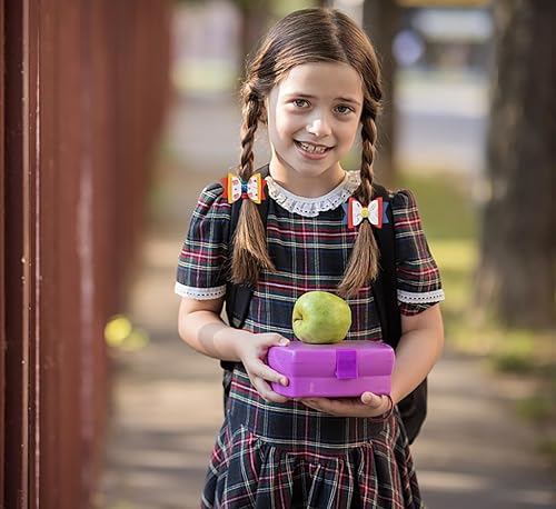 Miniatura 5 de 4 pinzas para el pelo de regreso a la escuela para niños y niñas, lazos para el cabello escolar con purpurina, bolígrafo de flores, pizarra, lazos