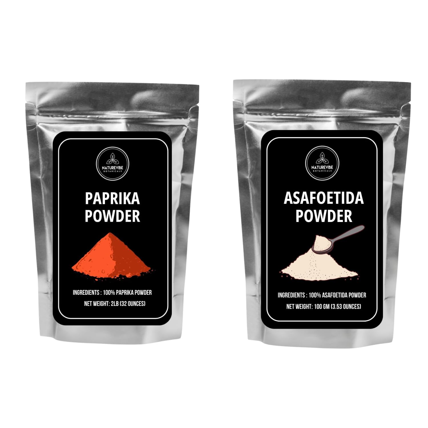 Paprika Powder 2lb and Asafetida Powder 100gm | Pure Spice Combo | Fine Grind, Fresh Aroma, Resealable Bags, Cooking & Seasoning | Value Combo Pack