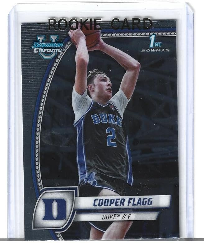 2024-25 Bowman University Chrome Cooper Flagg Basketball Rookie Card #16 Duke Superstar Mavericks #1 Overall Draft Pick