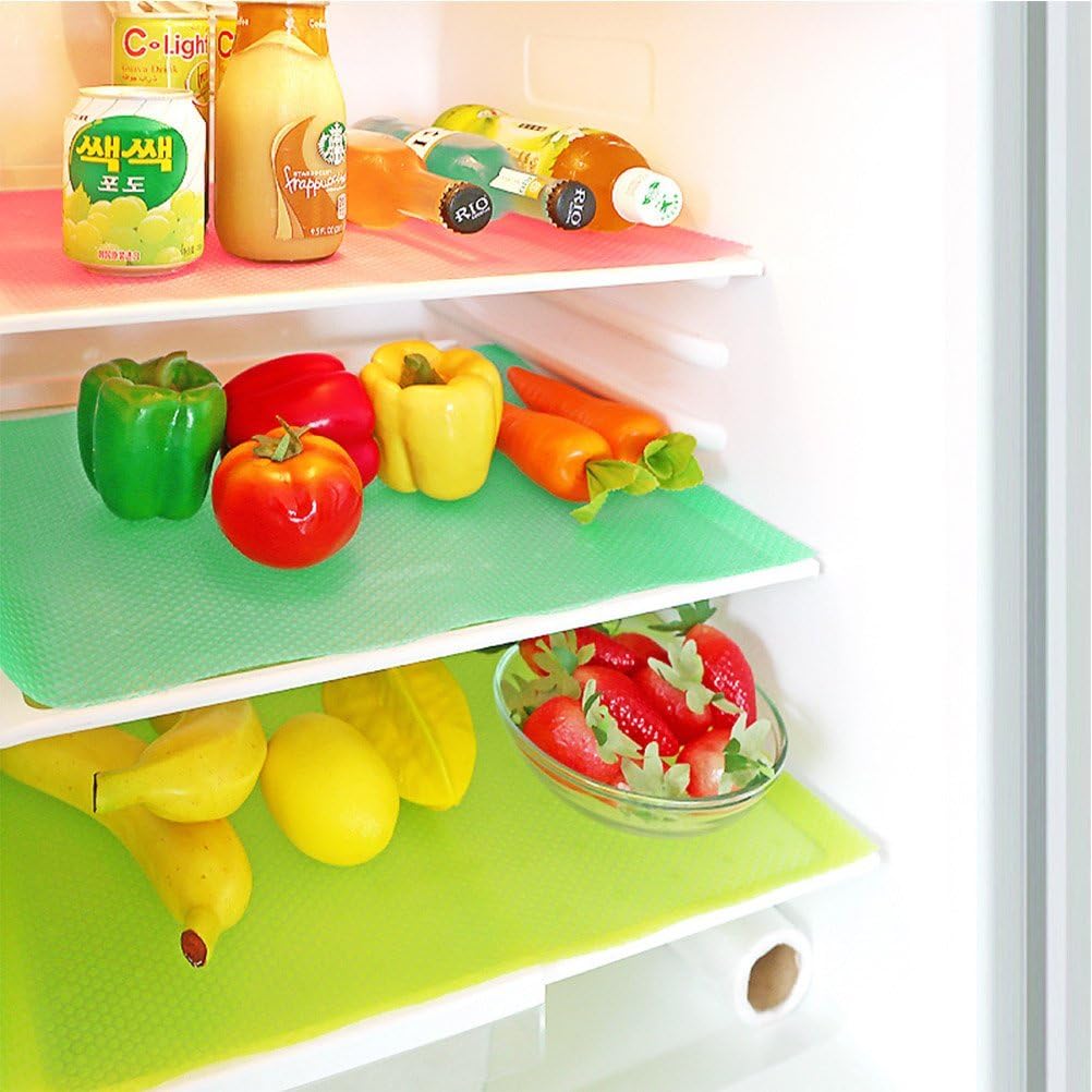 NAIDEV Refrigerator Liners Mats Washable, Refrigerator Mats Liner Waterproof Oilproof, Fridge Liners for Shelves, Cover Pads for Freezer Glass Shelf Cupboard Cabinet Drawer (PACK OF 12, GREEN) 1