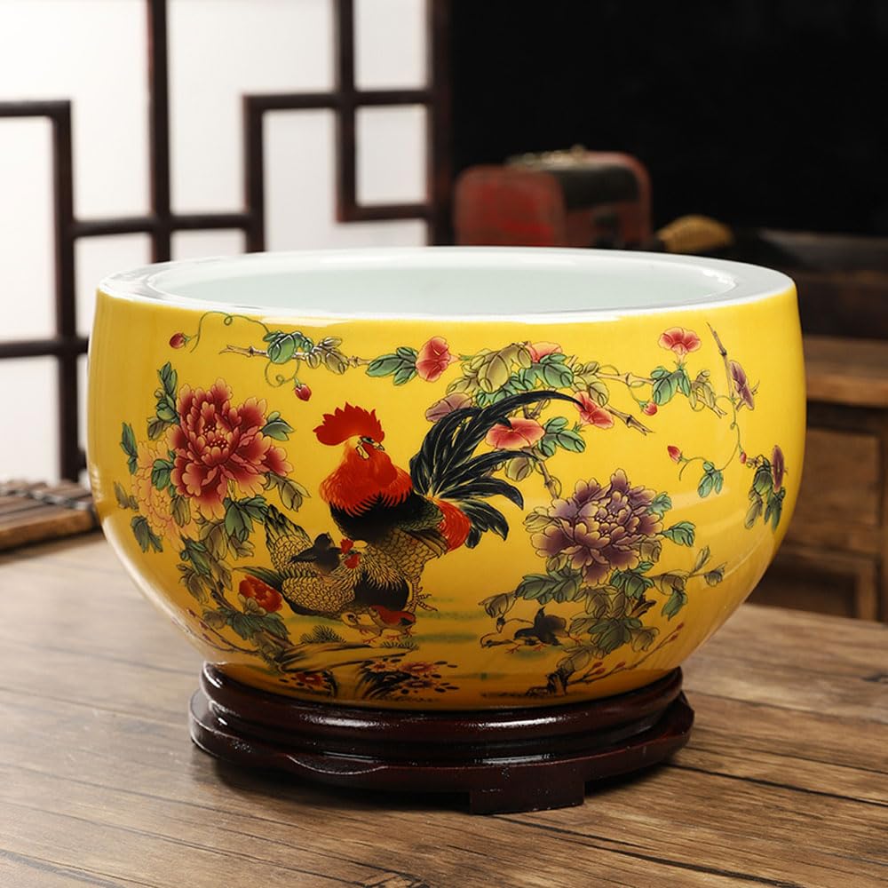 DFGHNBVC Flower Pots Succulent Platter Basin Hydroponic Plants Flowerpot Desktop Bowl Lotus Basin Chinese Pot Ceramic Daffodil Flowerpot Indoor Or Outdoor Decoration,A-25 * 14cm