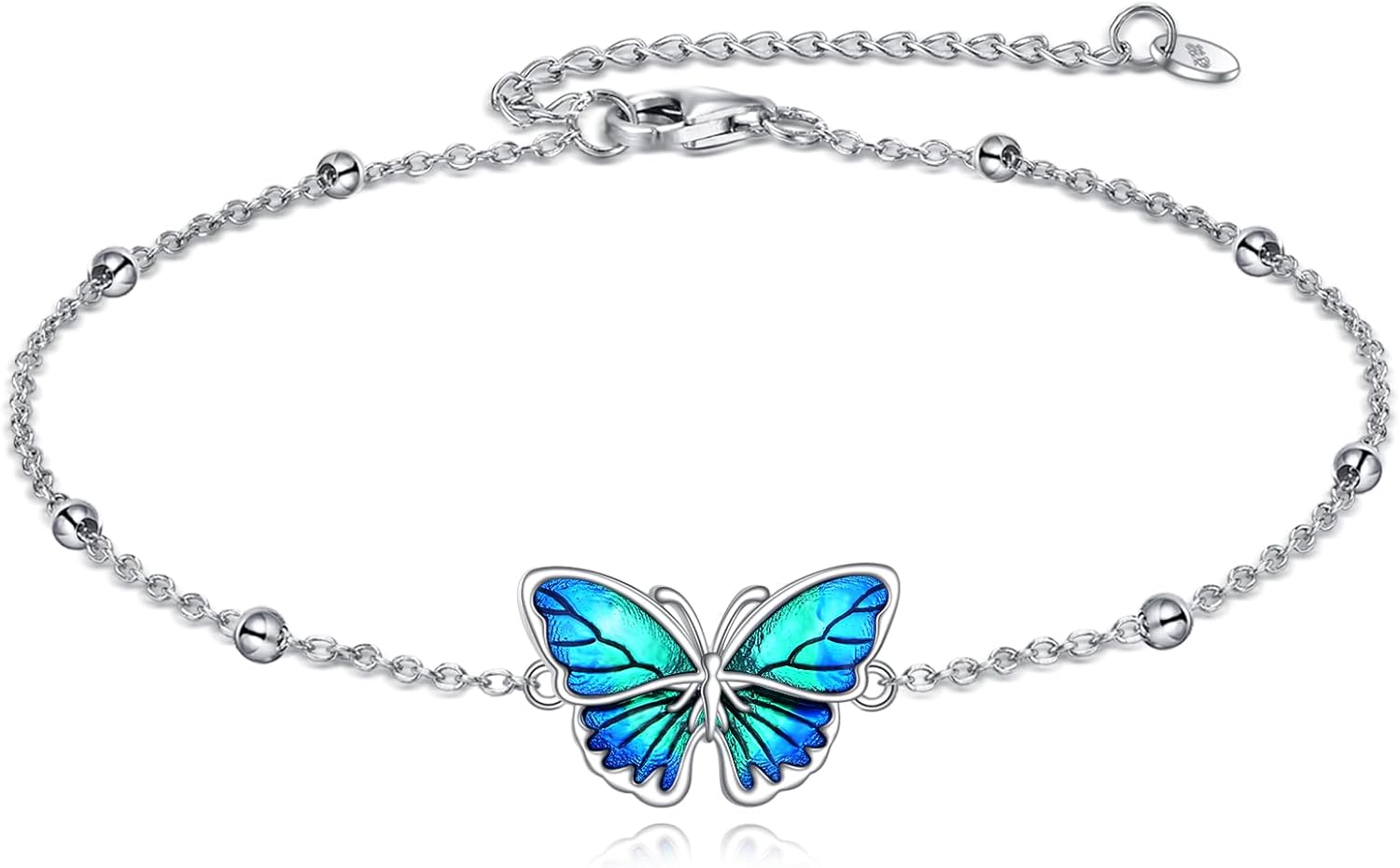 Butterfly and Turtle Anklet for Women Sterling Silver Dainty Adjustable Anklets Beach Ankle Bracelets Turtle Butterfly jewelry Gifts
