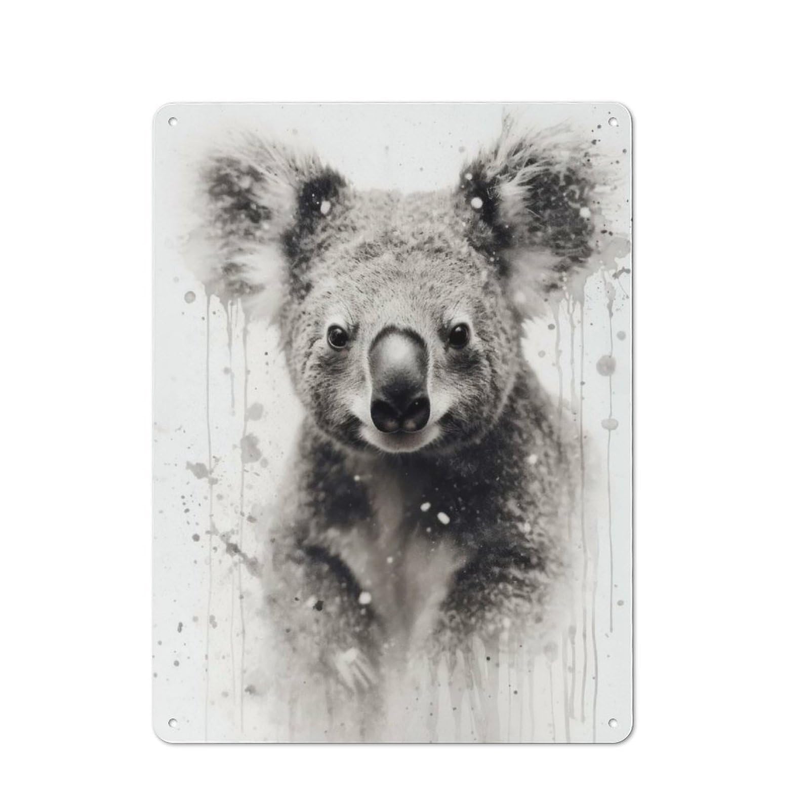 Junmoney Koala Beauty Black Ink Tin Wall Plaque 40X30cm With For Pub Or Café, A Decorative Christmas Gift For Hospitality Wall Decor Collectors