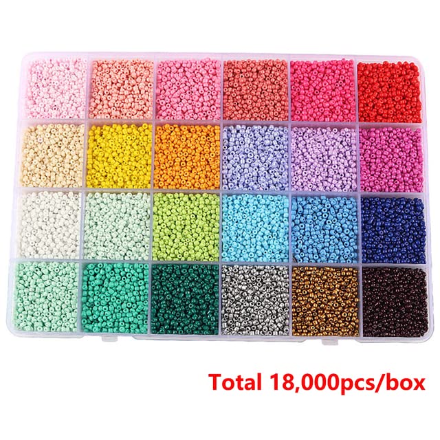 7500PCS 2mm Perline di Vetro Kit Perline Sciolte Set per Collana Fatta A Mano Accessori Braccialetto Fai da Te Kit di Creazione di Gioielli Risultati-24 Colori-05,2mm Perline