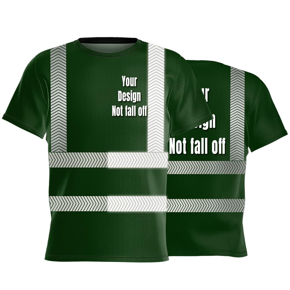 YOWESHOP High Visibility Reflective Safety T-Shirt Customize Your Logo Outdoor Team Work Shirts Unisex