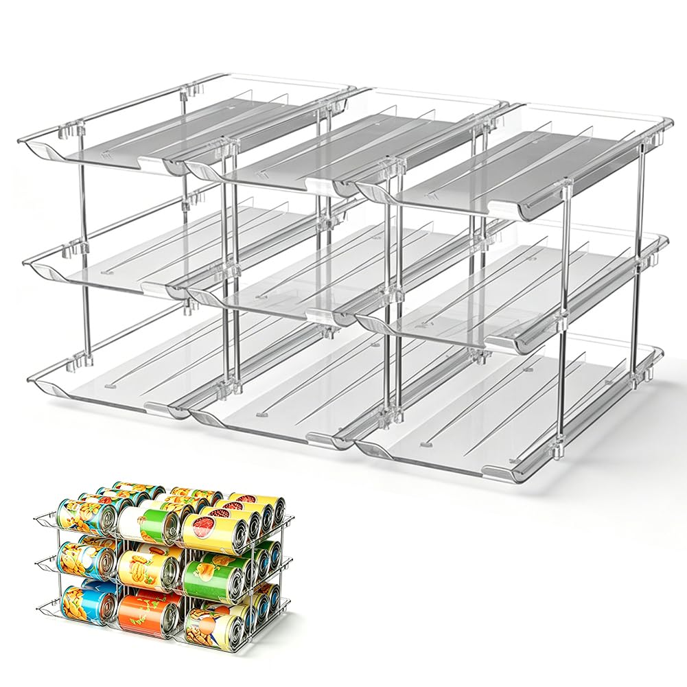 Dosen Organizer Speisekammer,3 Etagen Stapelbar Dosenaufbewahrung,Kühlschrank Organizer Schublade Kapazität für 36 Dosen Große Kapazität für Speisekammer,Schrank Küche