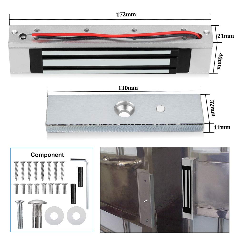 KDL IP68 a Prueba de Agua Sistema de Control de Acceso de Puerta RFID Teclado de Uso Exterior, Fuente de alimentación DC12V Cerradura magnética de 180 kg / 350 LB con botón de Interruptor