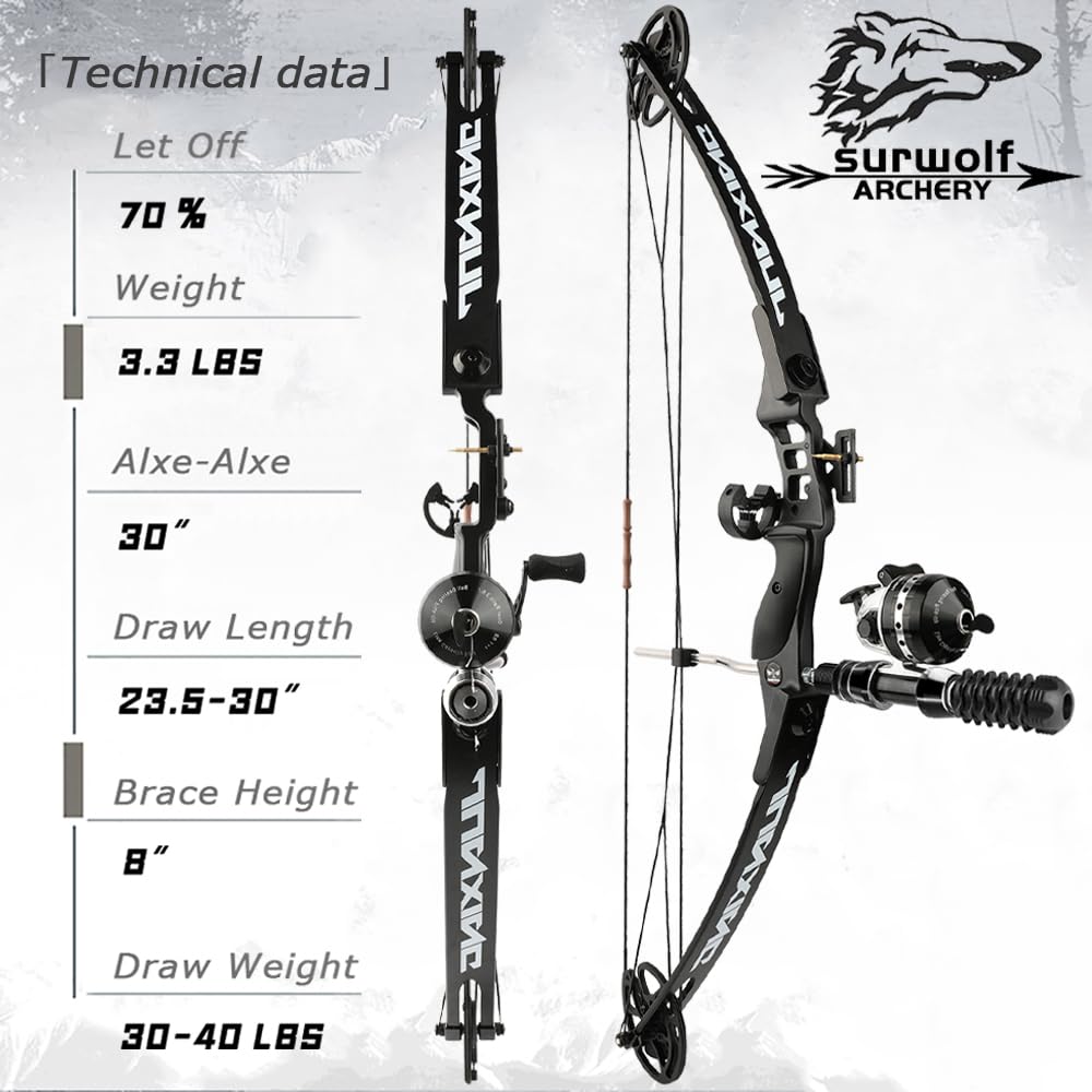 Dual-Use Compound Bow 30-80lbs Adjustable Let-off 80% Bow