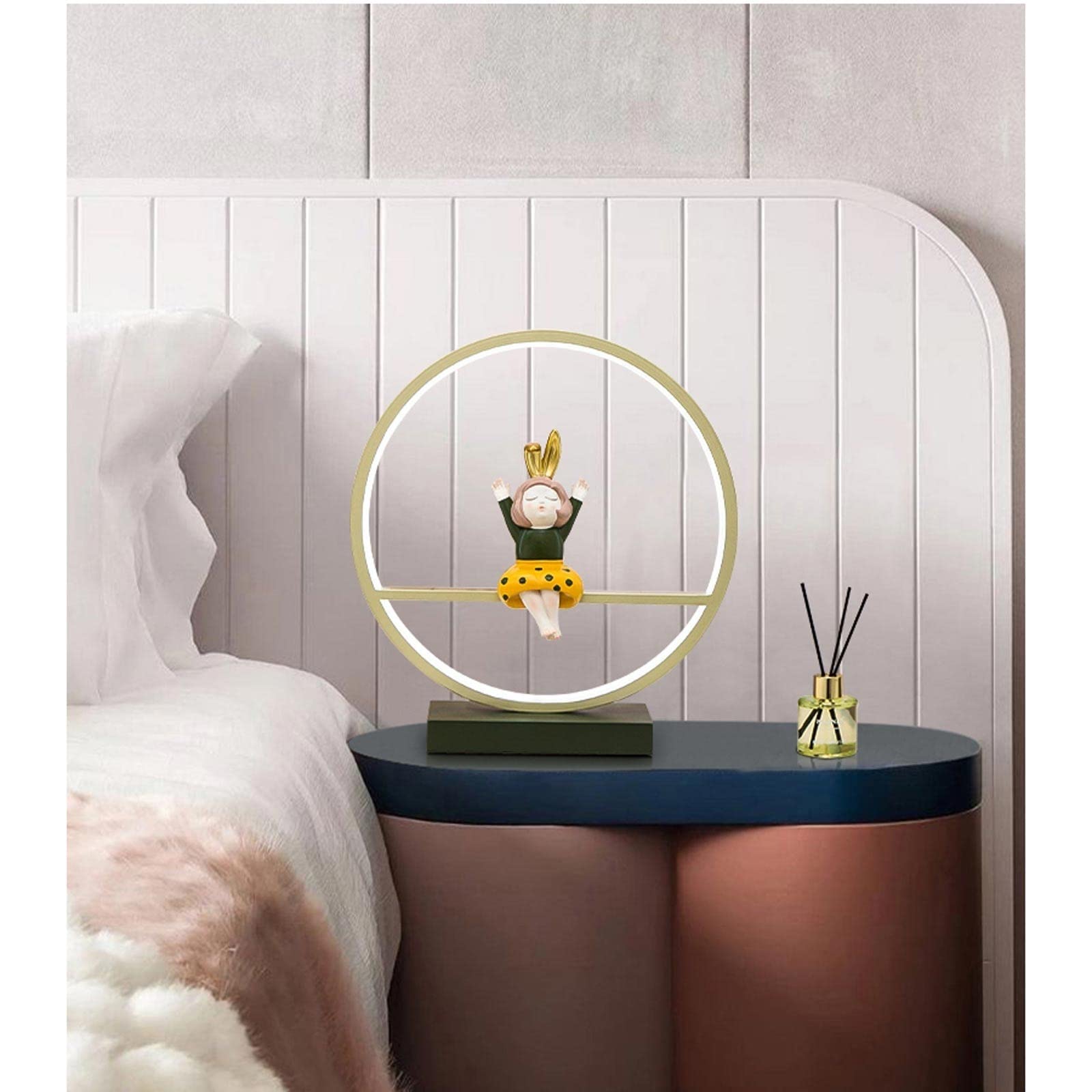 Lámpara Mesilla/Lámpara Escritorio Juego de 2 lámparas de mesa con puertos de carga USB, lámparas de mesita de noche con chica de resina for estilo, dormitorio, sala de estar Lámpara de Mesa/lámpara d