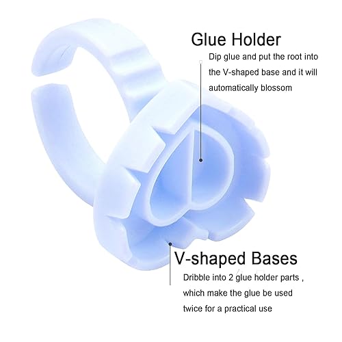 Miniatura 4 de Anillos de pegamento para extensión de pestañas, 300 unidades, anillos de pegamento de pestañas, anillo de pegamento de corazón encantador, soporte