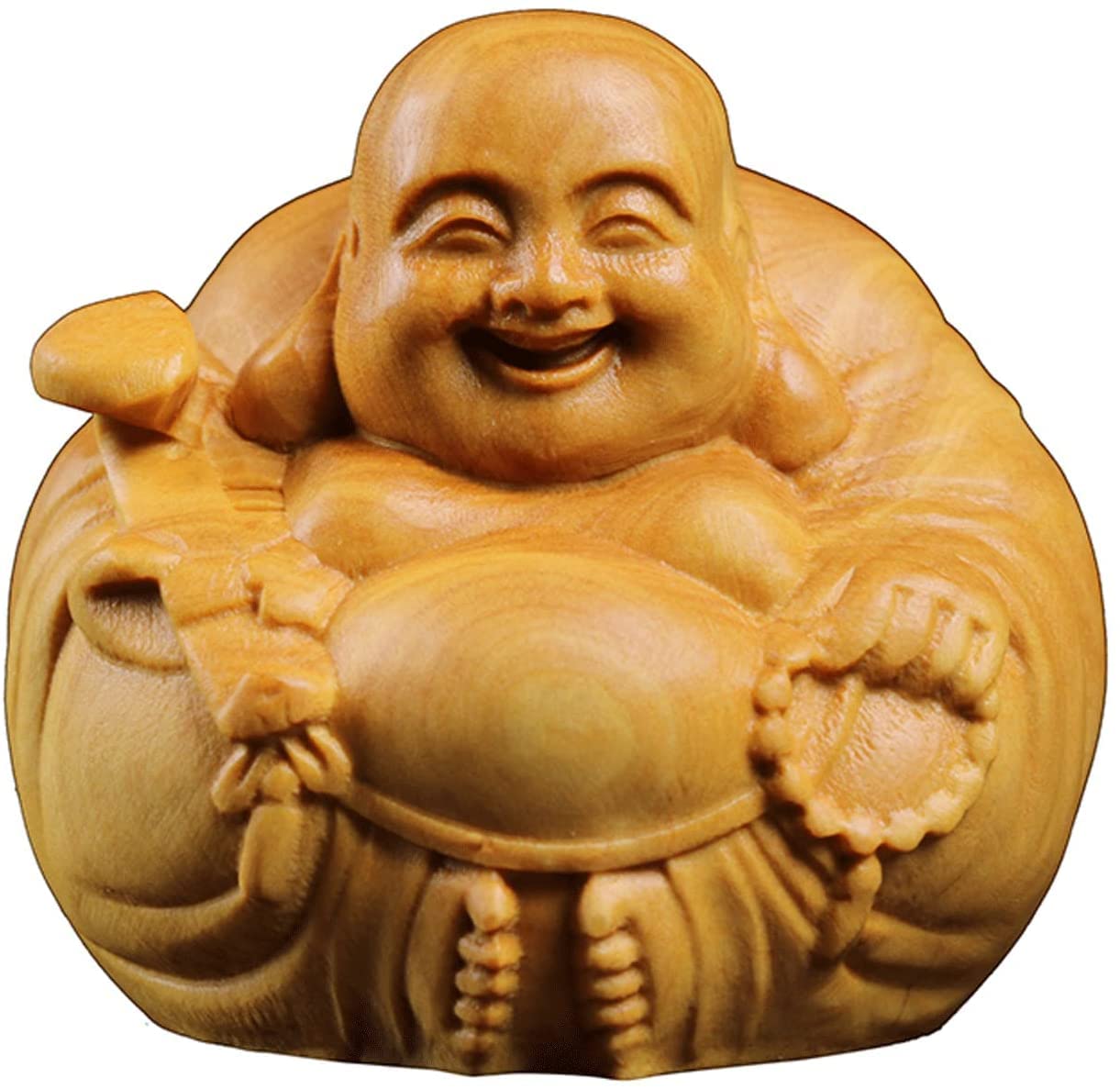 Amazon｜仏像 弥勒仏 木彫り ミニ 七福神 大きな腹笑い仏布袋 様 ツゲ 