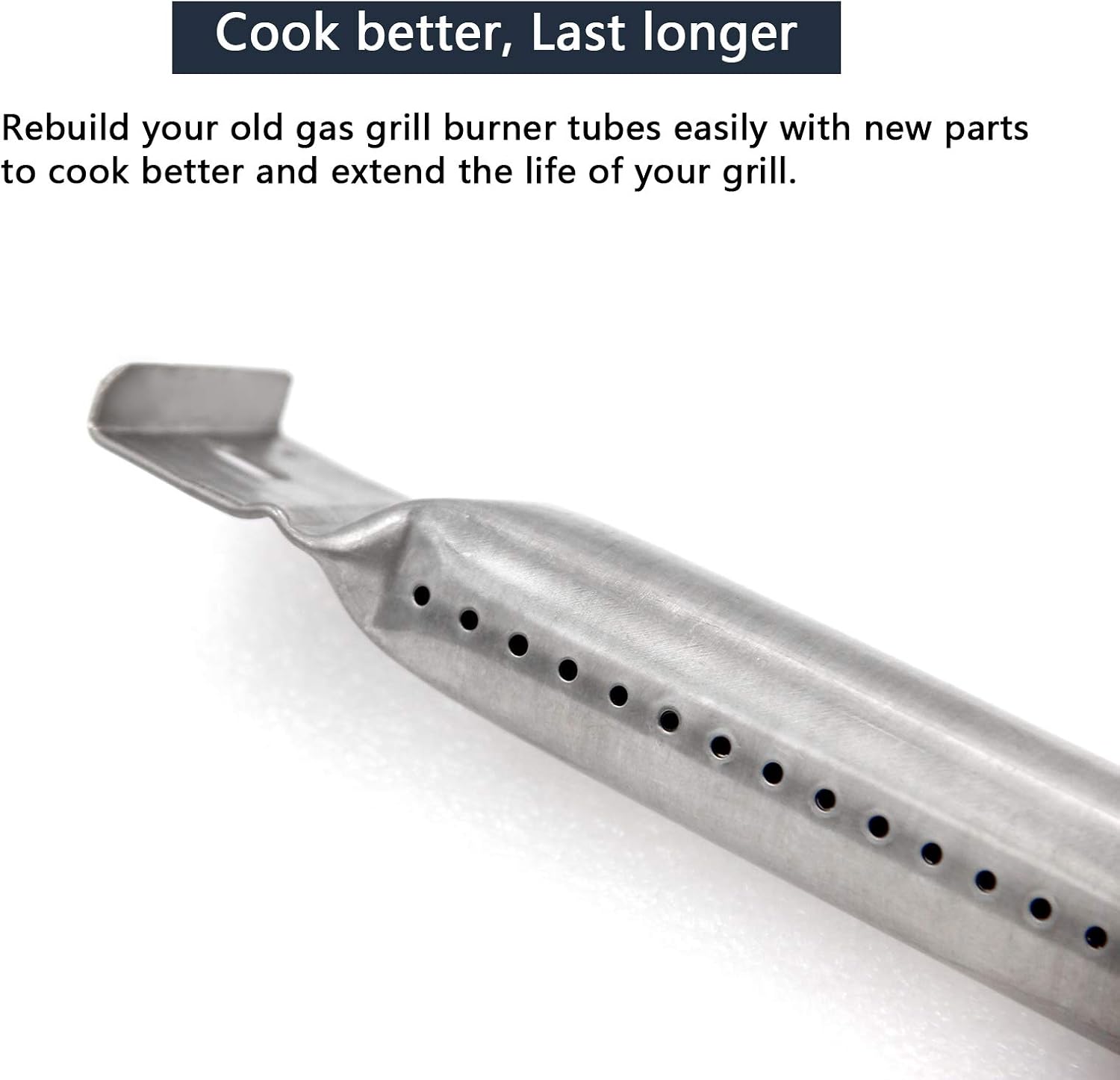 Hongso 14 7/8" Grill Burner Replacement Stainless Steel Pipe Burners for Kenmore 122.165389, 122.165399, 122.166419, 16539, 16641, Nexgrill, Kmart Gas Grill SBF791(4-Pack)