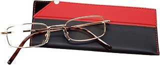 Calabria R753 Designer Rectangular Metal Reading Glasses +1.50 Gold Men Women One Power Reader Trendy Style Eyeglass w/Case