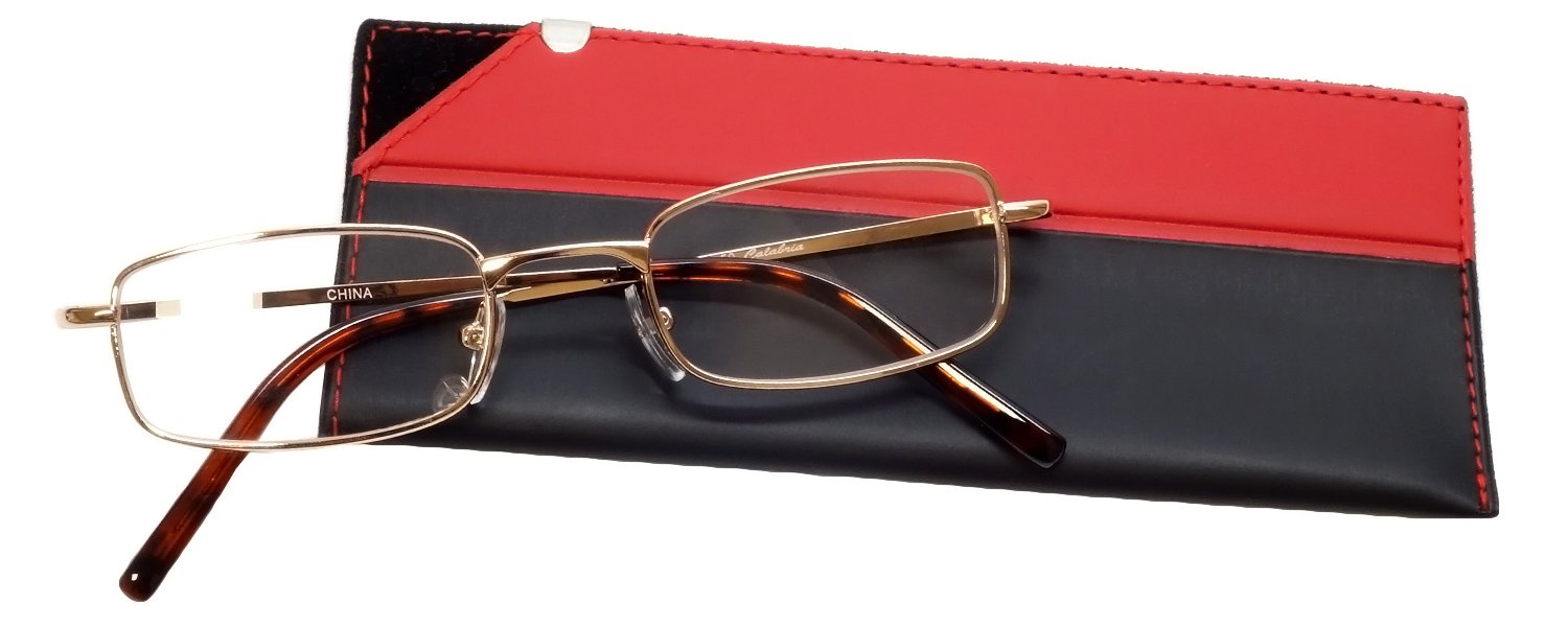 Calabria R753 Designer Rectangular Metal Reading Glasses Men Women Single Power Readers Classic Eyeglasses