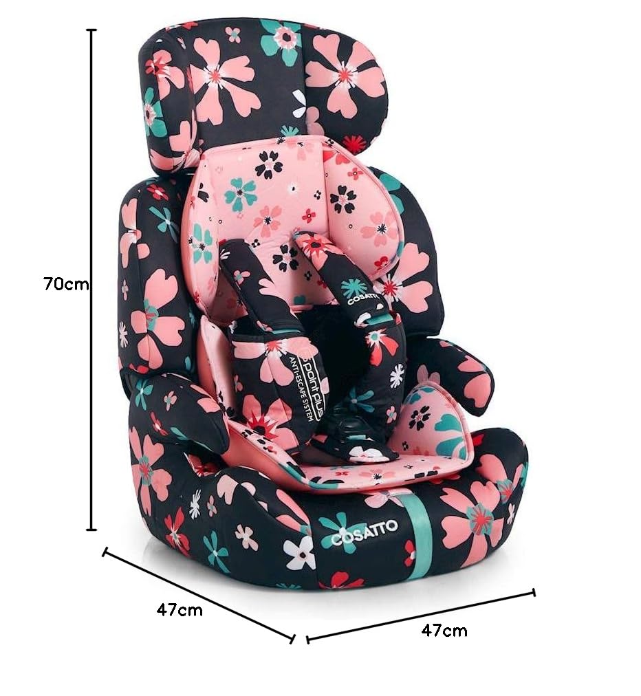 Cosatto Zoomi Toddler Car Seat & Booster Seat | 9 Months-12 Years | 5 Point Anti-Escape Harness, Adjustable Headrest, Removable Washable Covers - Forward Facing for Group 123 (Paper Petals) — view 6