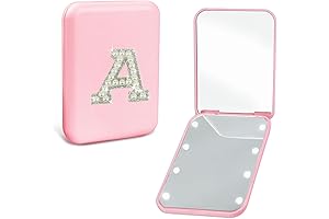 Aganmi Pearl Initial Light-Up Compact Mirror: A Preppy Essential for Young Fashionistas