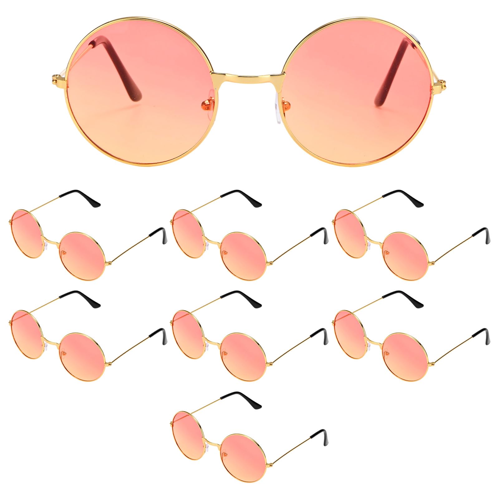 M METERXITY 8-Pack Party Favors Sunglasses, Round Fun & Colorful Transparent Glasses Photo Props Accessories Sunglasses Bulk for Birthday/Party/Decorations [Pink & Yellow]