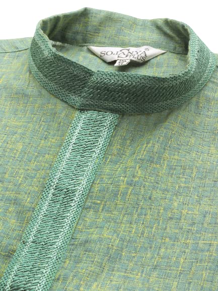Image of SOJANYA (Since 1958, Men's Silk Blend Grey Kurta Pyjama & Silk Blend Jacket Combo