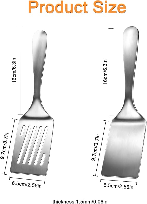 2-Piece Stainless Steel Compact Barbecue Turner Set for Plancha & Grill