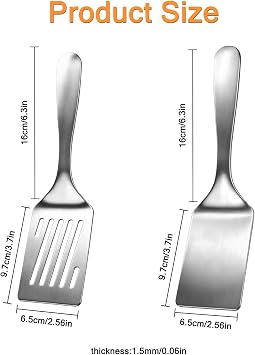 2-Piece Stainless Steel Compact Barbecue Turner Set for Plancha & Grill