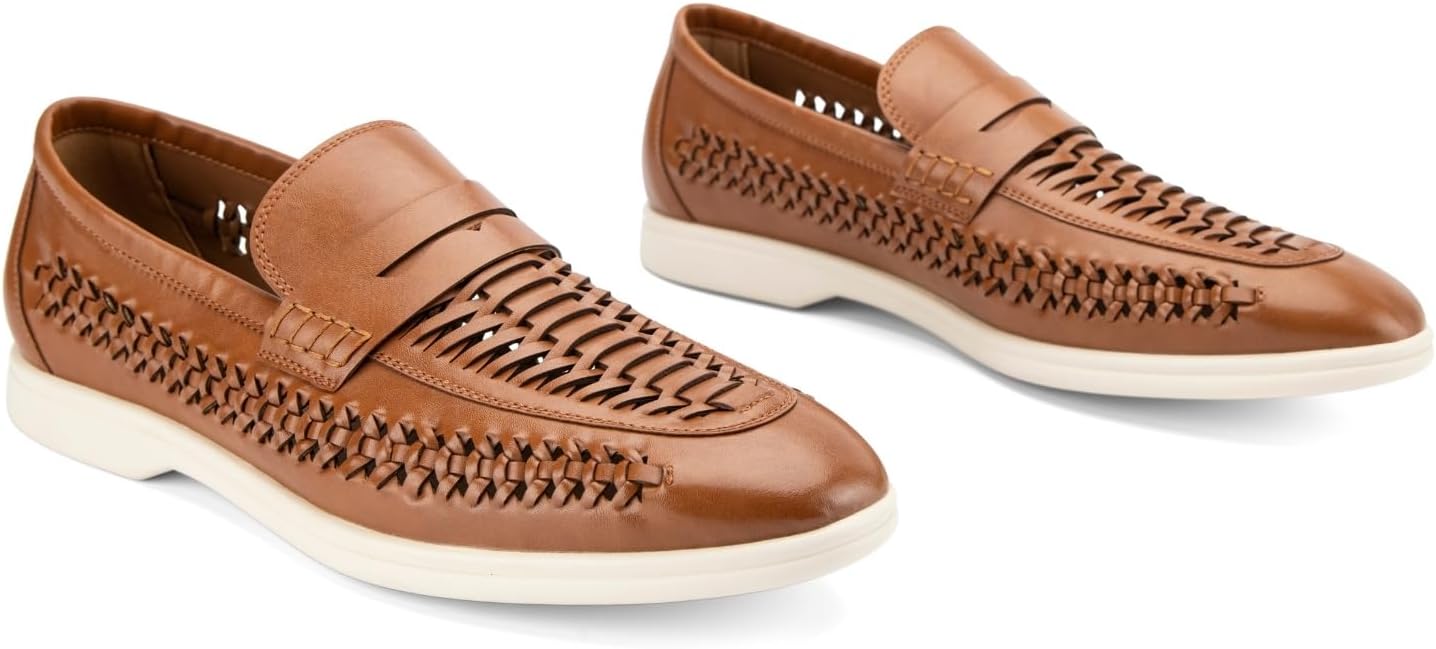 Meijiana Men's Genuine Leather Loafers Slip-On Moccasins Suede Dress Shoes, Lightweight and Breathable with Rubber Sole Stylish Mens Loafers - Image 2