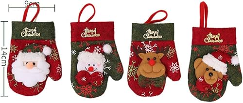 Miniatura 3 de DOITOOL Soporte para cubiertos de Navidad, 4 piezas, bolsas de cubiertos de Navidad, mini medias de Navidad, guantes, cubierta de vajilla de Papá