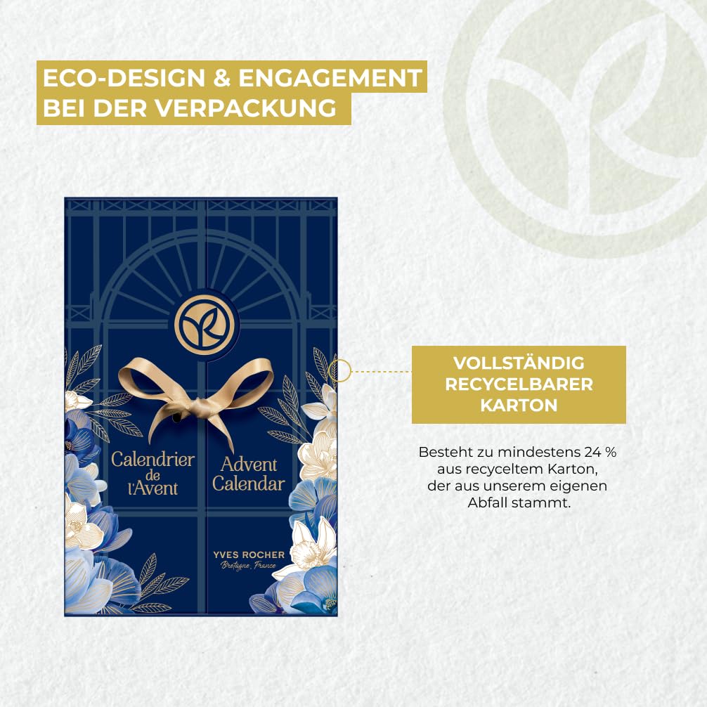 Yves Rocher - Calendario dell'Avvento con cosmetici e prodotti di bellezza, con 24 sorprese: cura del viso, trucchi, cura del corpo, cura dei capelli e profumi, da donna (Advent Winter Garden)