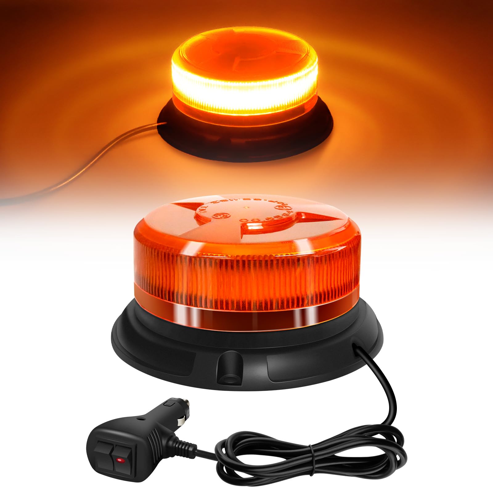 AnTom Faro rotante 9 Flash Pattern 12V 24V arancione spia led magnete con 3 metri di cavo per auto camion trattore golf cart SUV