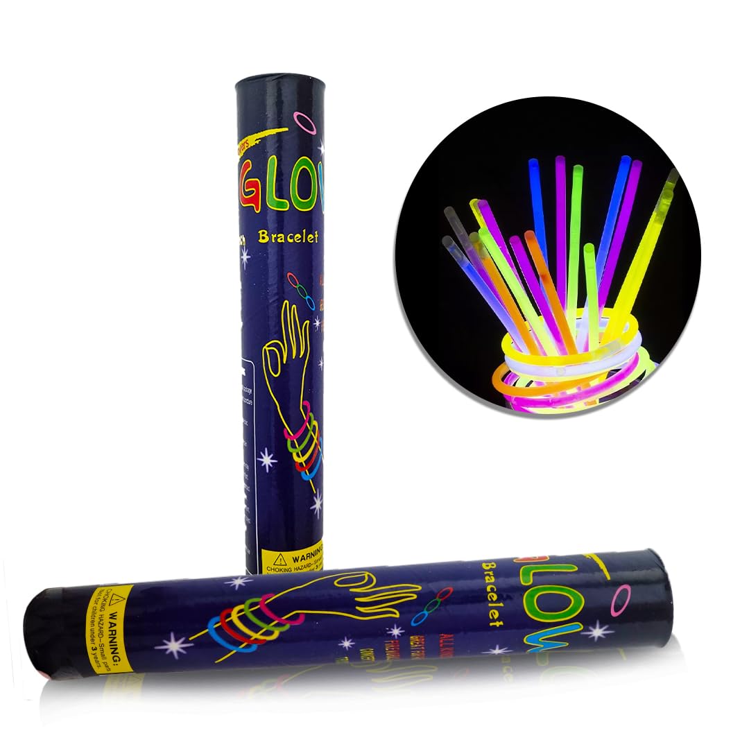 Wanna Party WP Kids Glow Sticks Bulk Party Supplies 50 Pack 8 Inch Glow In The Dark Sticks,Light Up Party Favors. Neon Glow Bracelets&Glow Necklaces With Connectors. Glow Party Decorations,Multicolor - Image 4 thumbnail