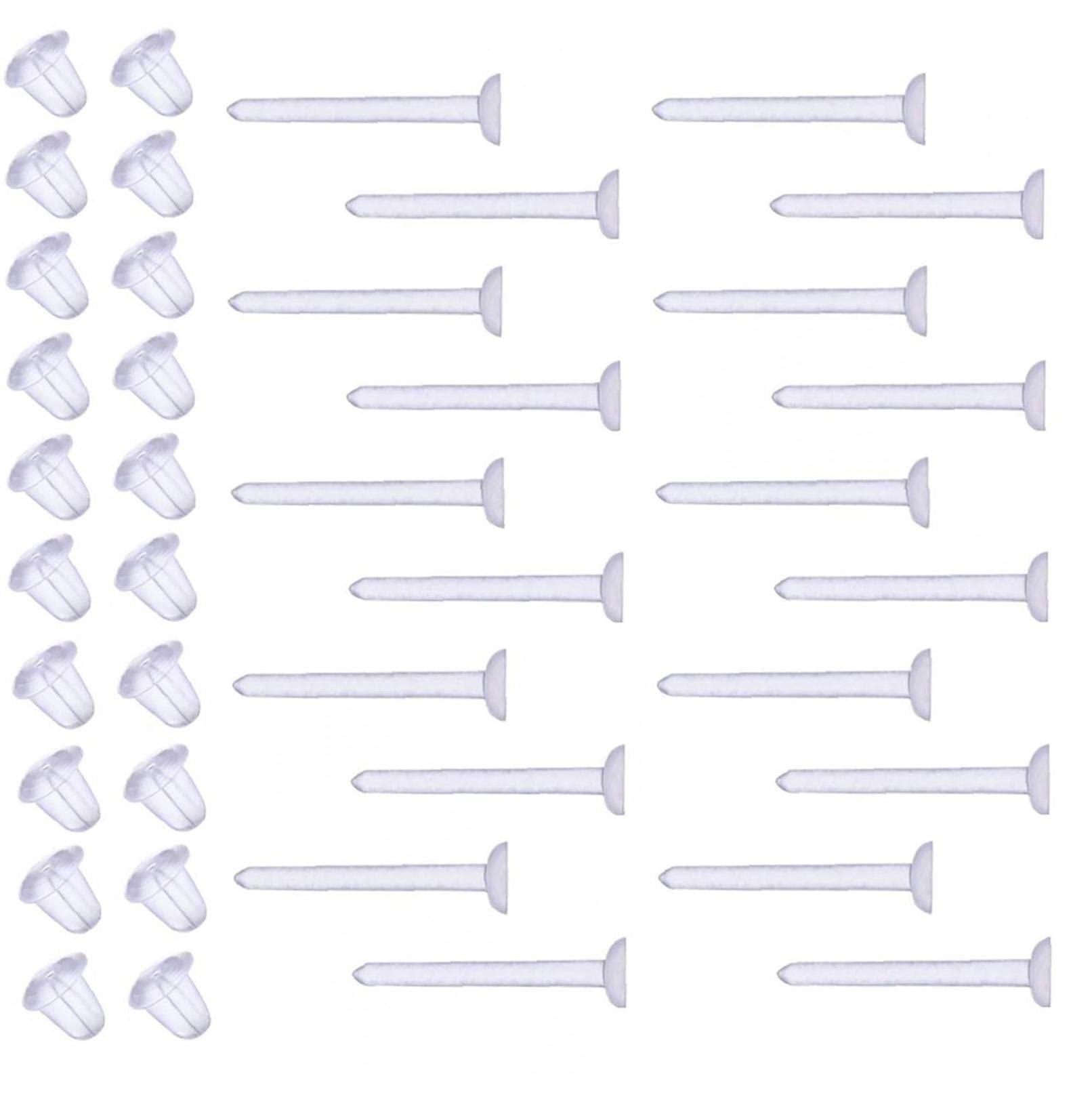 RulutiOulensy Body Jewellery 20 Pieces 10 Pairs Clear Acrylic Standard Earring Retainers Great for School Suitable for Lobe, Tragus
