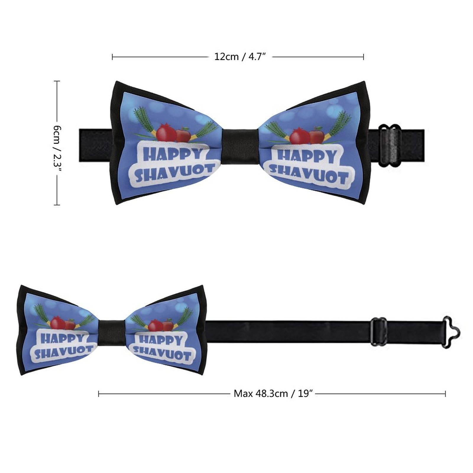 GoasNei Happy Shavuot Jewish Holiday Bow Tie for Men Adjustable Necktie Funny Tie Neck Ties for Weddings Party