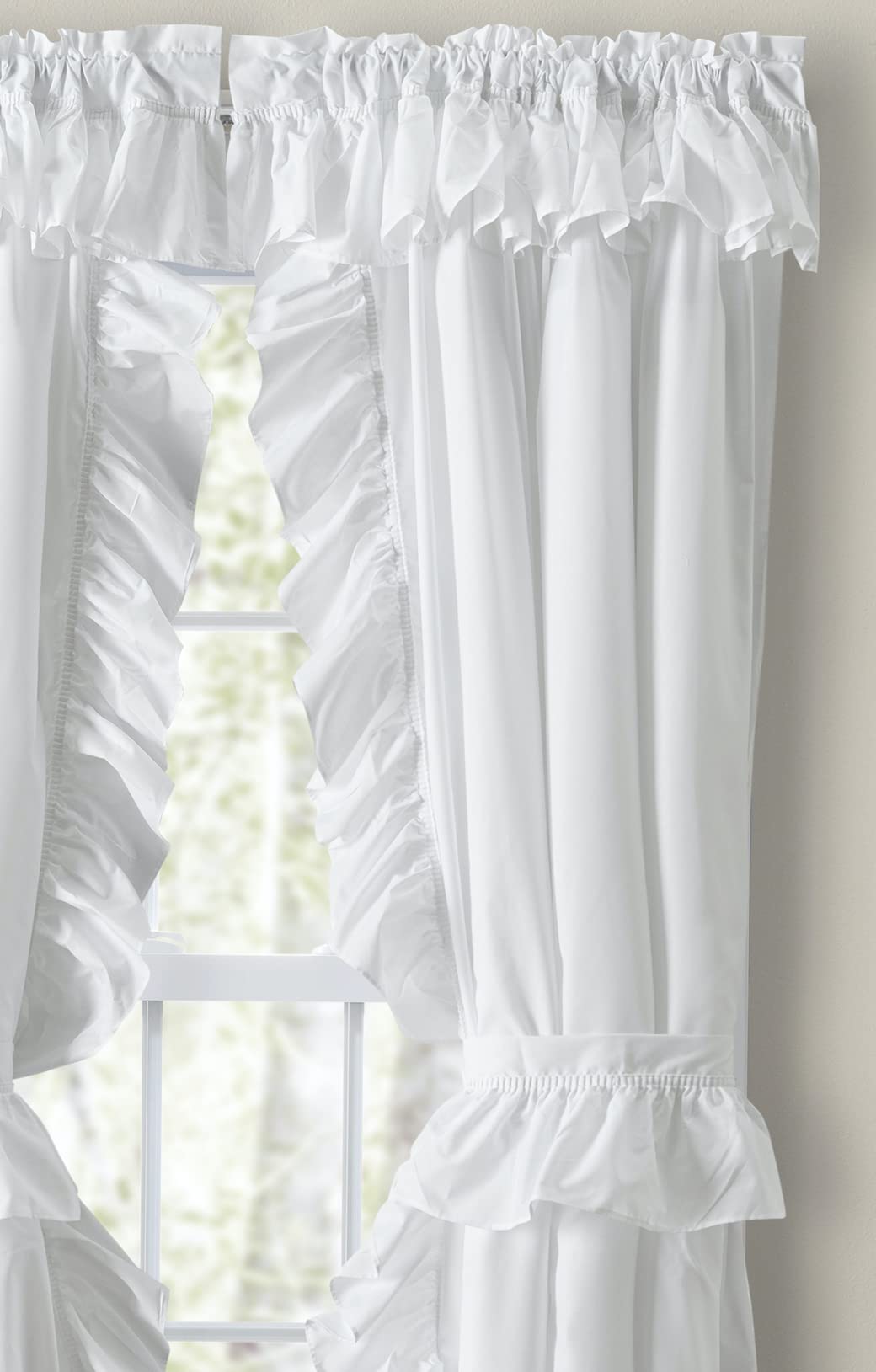 Ellis Curtain Arruffato Prisilla Coppia con Fascette, Bianco, 203,2 x 213,4 cm