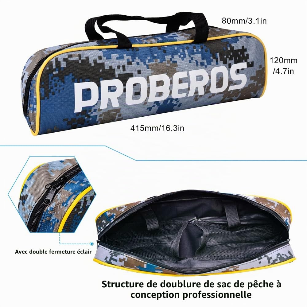 Ensemble Canne à pêche et Moulinet, Canne à pêche télescopique en Fibre de Carbone de 2,1 m avec Moulinet Rotatif/appât, Eau salée, Eau Douce, Glace, Bar