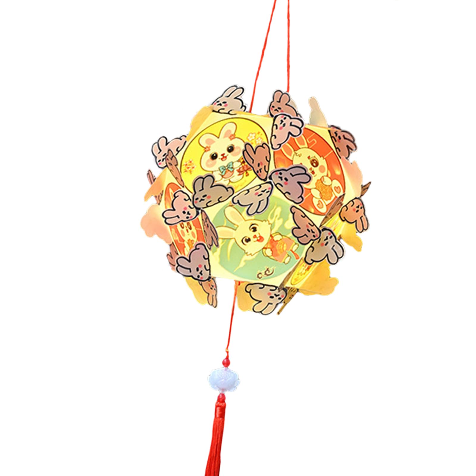 Hsioluted of 5 Handheld Glowing Hydrangeas Rabbits Lamps Traditional Chinese Festival Scaldfish Family Gathering Decoration Home Decoration Lamp