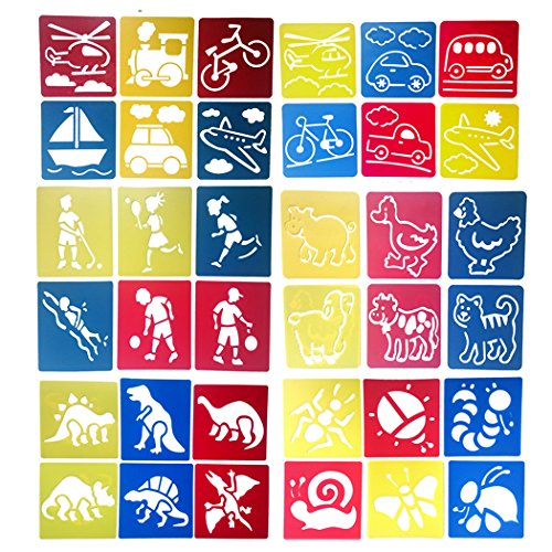 ) - Hillento 6 Packs Painting Stencil Plastic Animal Children's Drawing Templates for Kids Crafts, Six Different Patterns of Painting Templates,Washable Template for School Projects