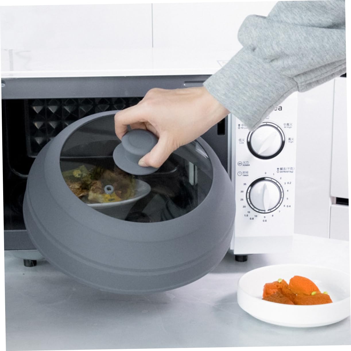 Tapa Protectora y Vidrio Resistente al Calor para Microondas de Silicona