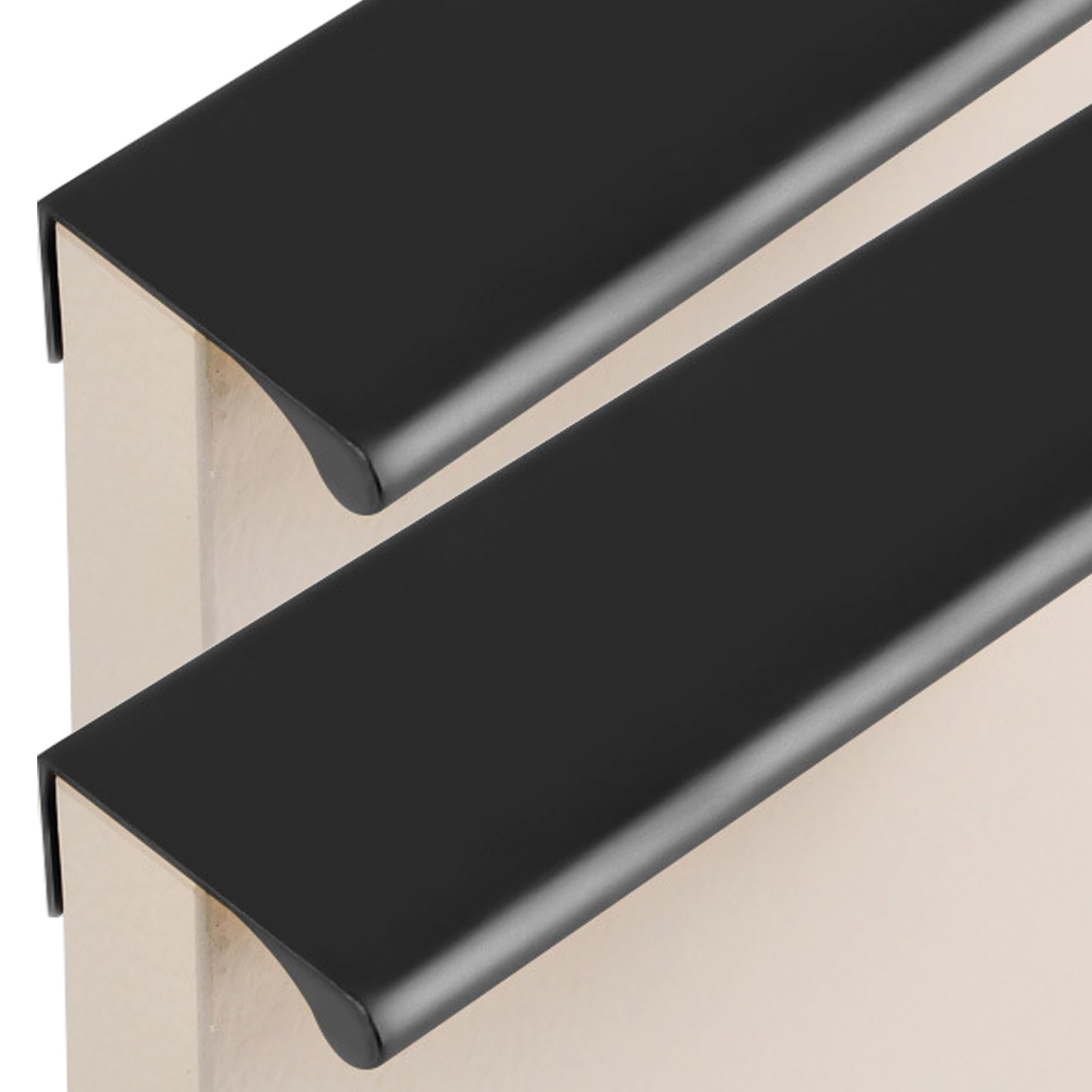 JIALUO0318 Aluminium Alloy Invisible Handles Furniture Pull Concealed Kitchen Cupboard Handles Finger Edge Pull Door Knob Cabinet Handle Drawer Handle 2 Piece (Matte Black,Length 800mm)