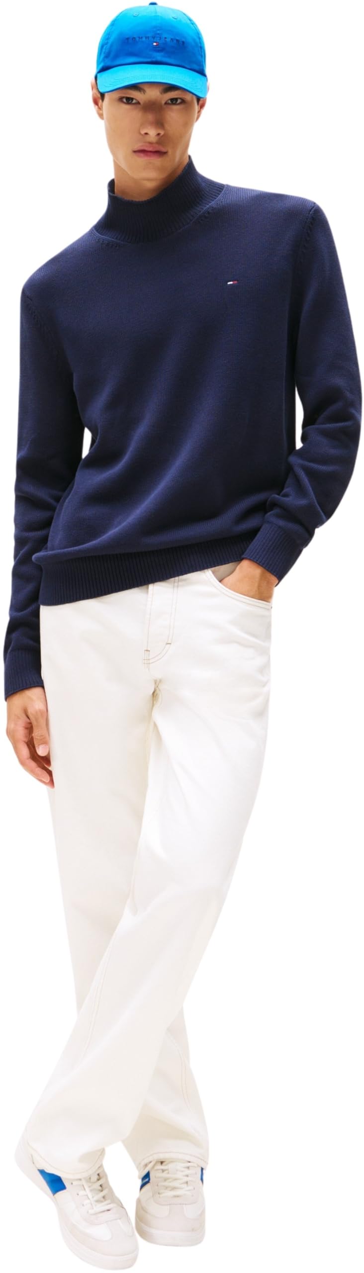 Tommy Jeans TJM Slim ESS Roll NCK Sweat Dm0dm22096 Suéter pulóver Hombre (Pack de 1)