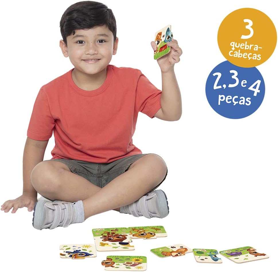 Toyster - Meus Bichinhos - Quebra-Cabeça - 2, 3 e 4 Peças - Maderá