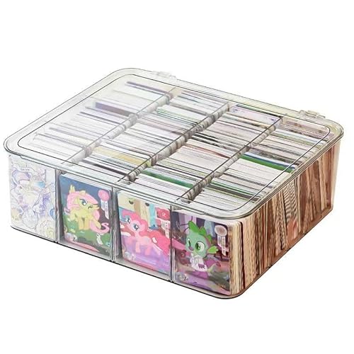 KOCOMART トレーディングカードケース カードケース 大容量 トレカ ポケモンカード ケースカード収納ボックス カードデッキケース カード収納ボックス アクリル 透明 ストレージボックス カードゲーム 仕切り付き トレカケース デッキケース ディスプレイ収納ケース