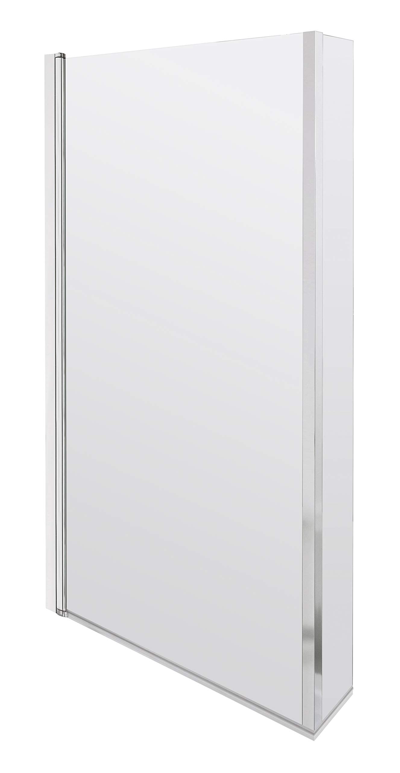 nuie NSBS7 Pacific ǀ Modern Bathroom Square 6mm L-Shaped Hinged Bath Screen, 1430 x 795 x 150mm, Polished Chrome