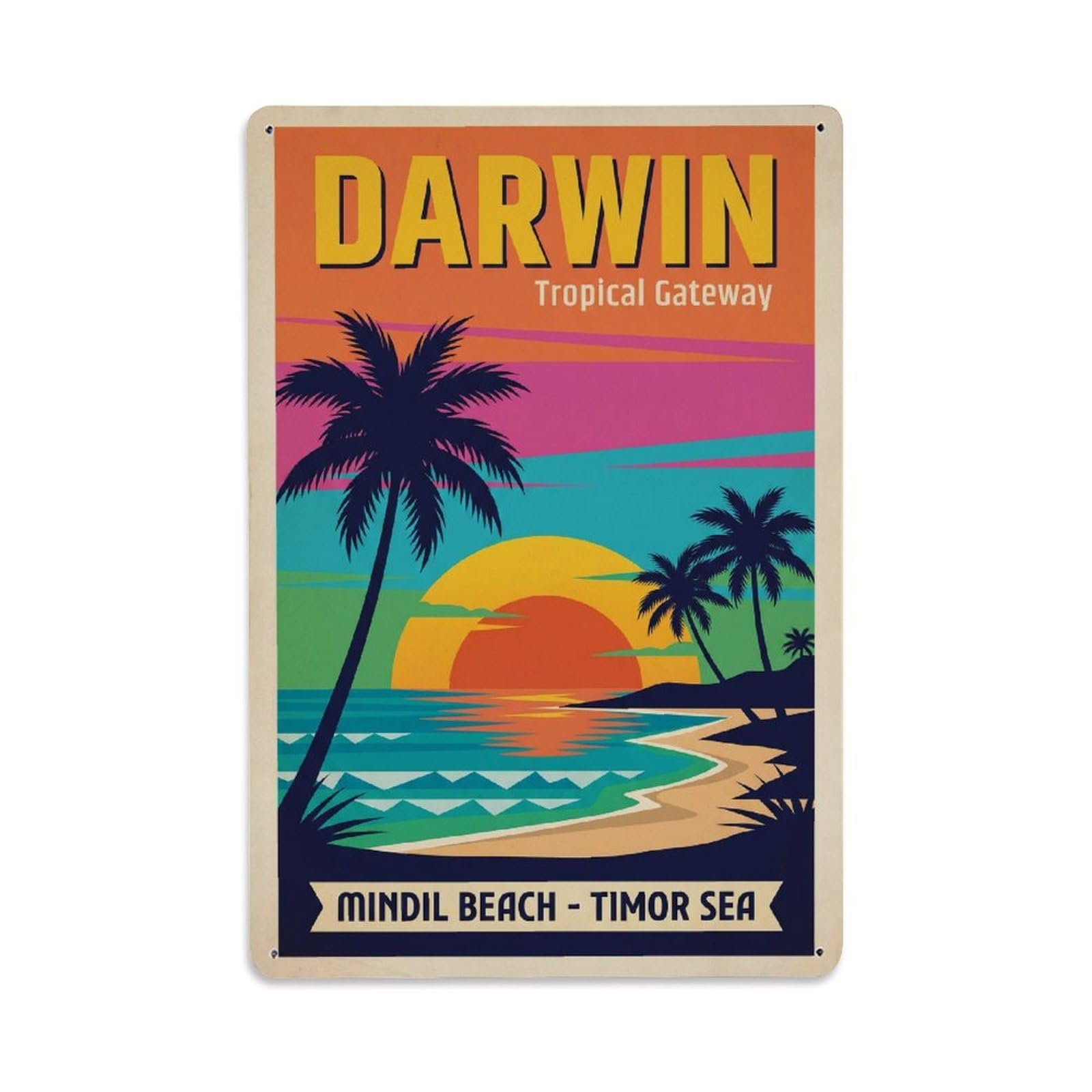 Gead 8X12inch Style Australia Darwin Retro Travel Metal Tin Sign