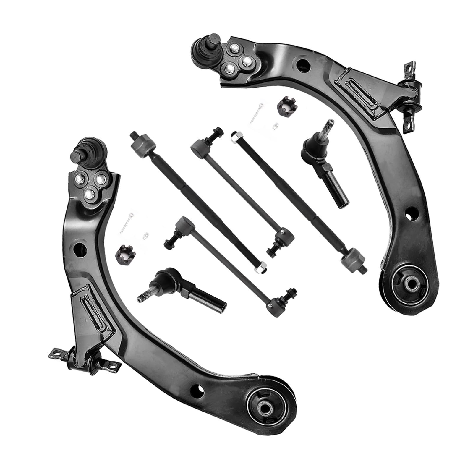ASTARPRO - 8pcs Suspension Kit Front Lower Control Arm with Ball Joint Assembly + Tie Rod End Inner and Outer + Sway Bar Links Compatible with 2005-2010 Chevrolet Cobalt HHR Pontiac G5 Pursuit