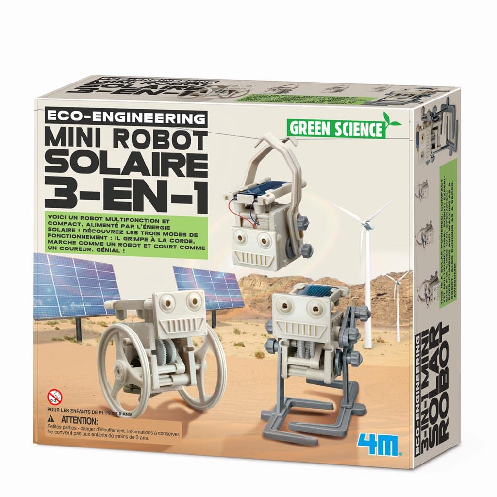 4M Kidz Labs - Kit di produzione Green Science: mini robot solare 3 in 1