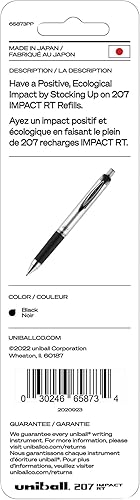 Miniatura 3 de Uni-ball Signo Impact 207 Rt (retráctil), tinta negra, punta gruesa de 0.039 in, 6 paquetes de recambios 65873