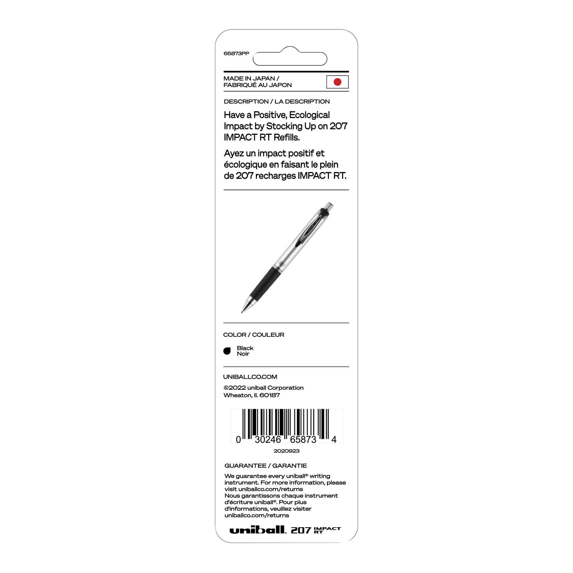 Uniball 207 Impact RT Druckkugelminen, 1,0 mm dicke Spitze, schwarze Tinte, 6 Ersatzminen