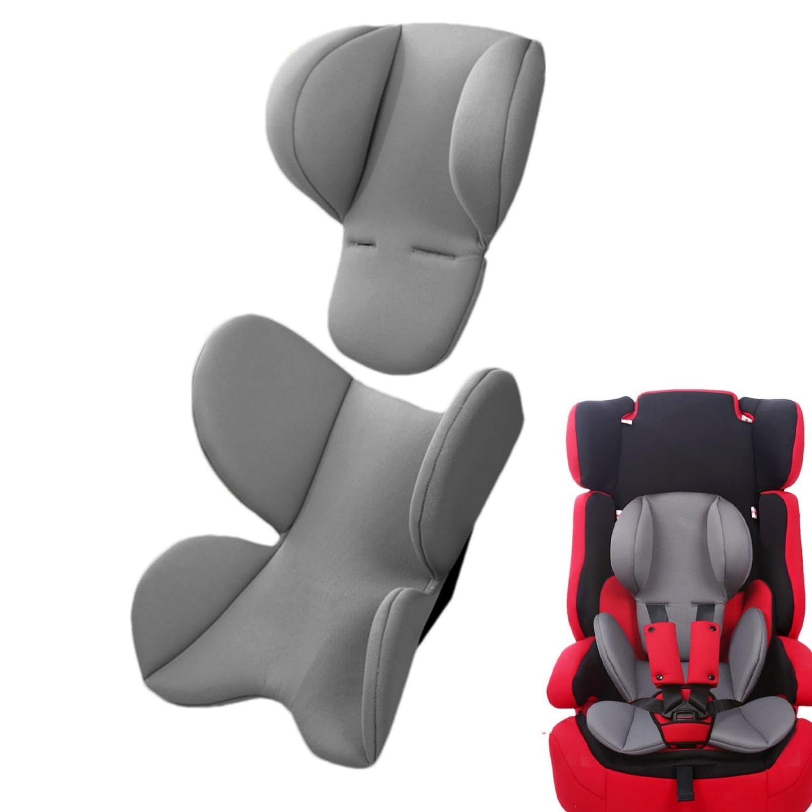 Reposacabezas de Asiento de Coche para Recién Nacidos, Cojines para Cochecito - Almohadilla de Inserción para Asiento de Cabeza y Cuello, Almohadilla de Cojín Extra Suave para de Coc (Gris)