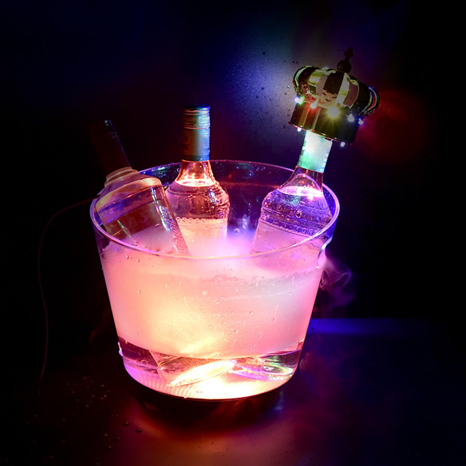 Enfriadores de champán de 6 litros con dos asas, diseño transparente brillante, enfriador de bebidas para fiestas y uso al aire libre