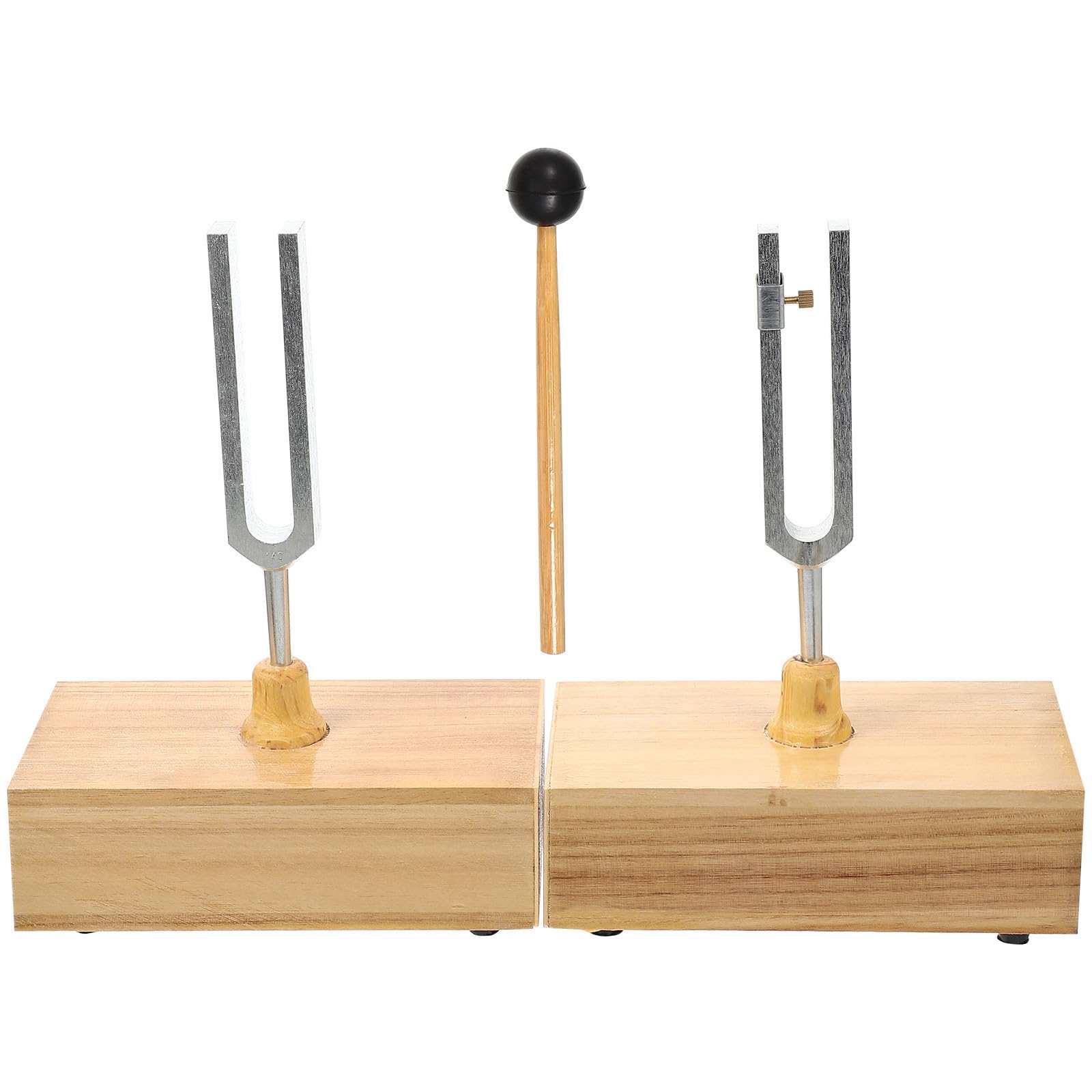 Adorainbow Stimmgabel und Stabile Platzierung 440hz Satz mit Holzsockel aus Metall und Hammer für Präzise Stimmung bei Physikalischen Experimenten und Unterricht